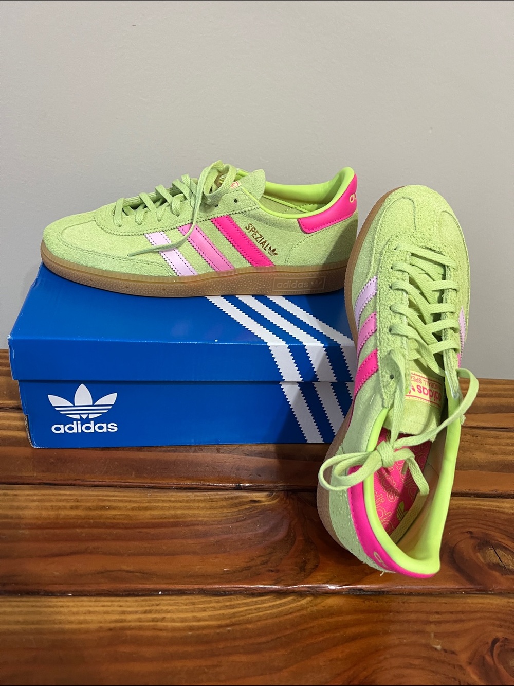 adidas Spezial Suede Sneakers in Neon Green & Hot Pink